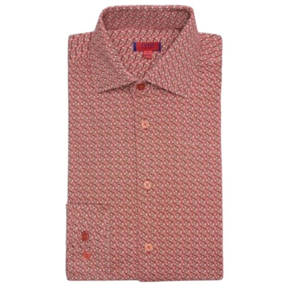 NWOT ZNT18 Zanetti Cadiz Medallion Print Long Sleeve Trim Fit Dress Shirt